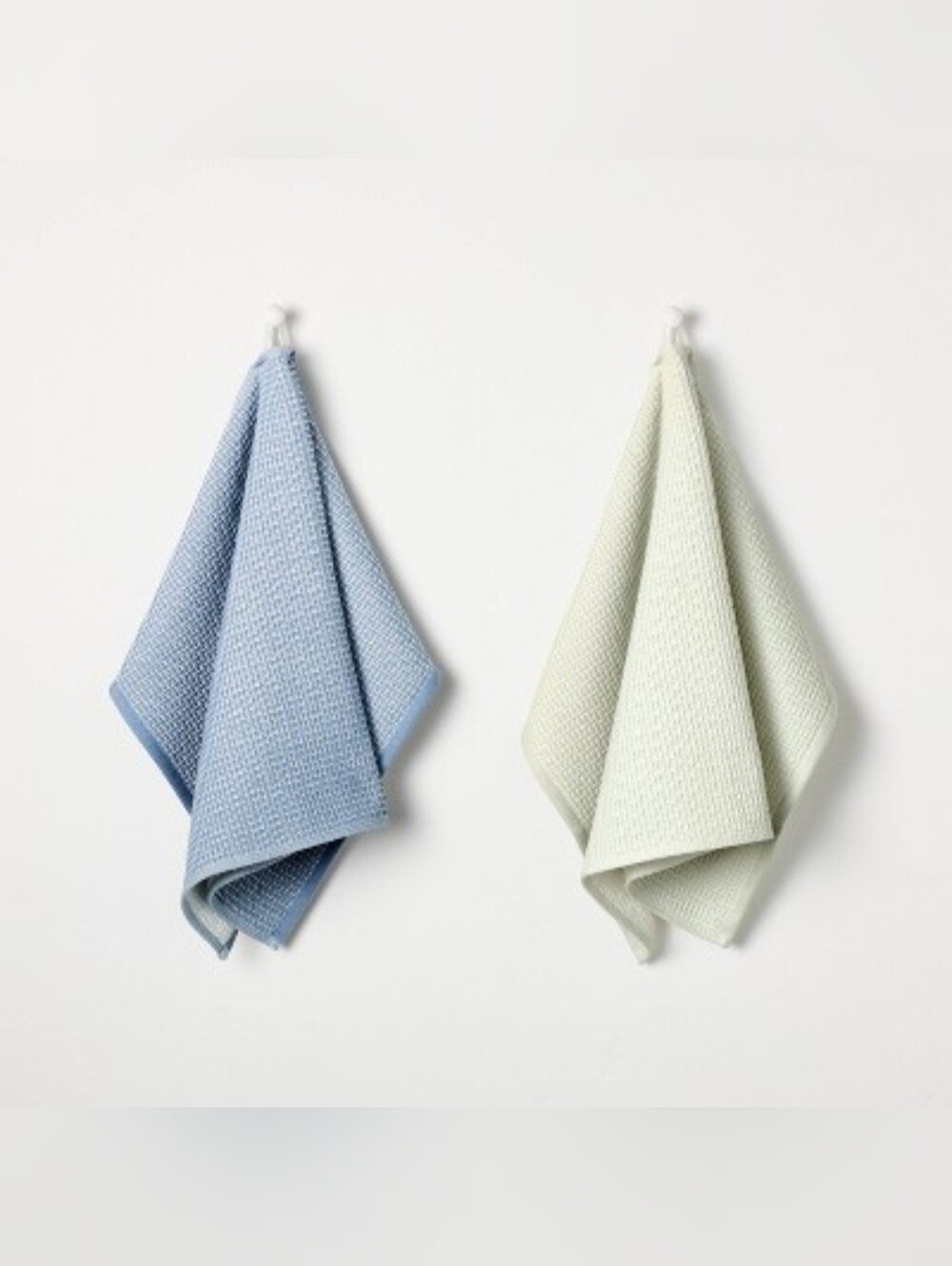 Set of 2 Waffle Kitchen Towels Navy/Light Green - Hearth & Hand with Magnolia